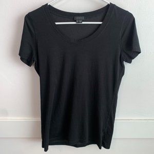 Theory Black Scoop Neck Short Sleeve Shirt